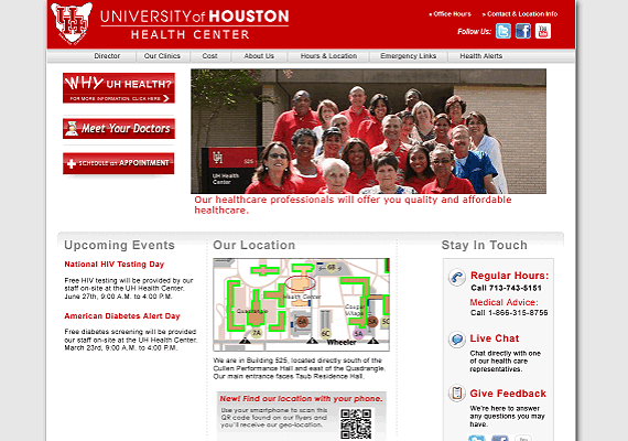 UH Health Center - Concept Website
